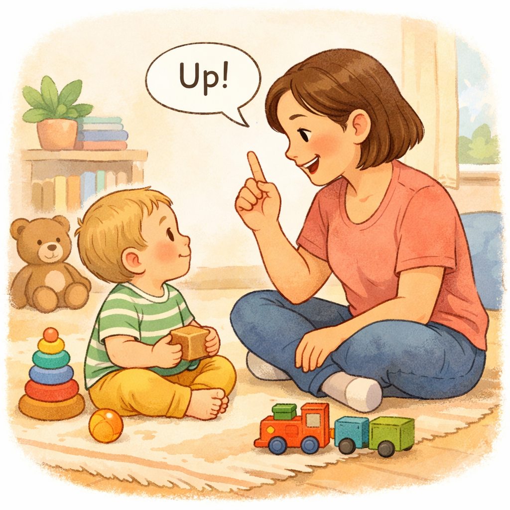 Parent speaking one consistent language with a toddler