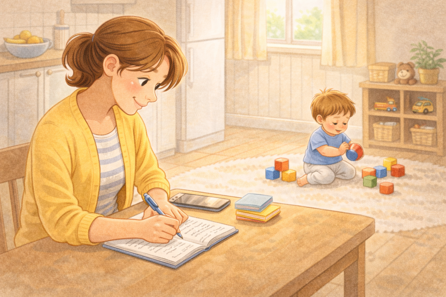 Parent preparing notes before meeting a speech therapist.